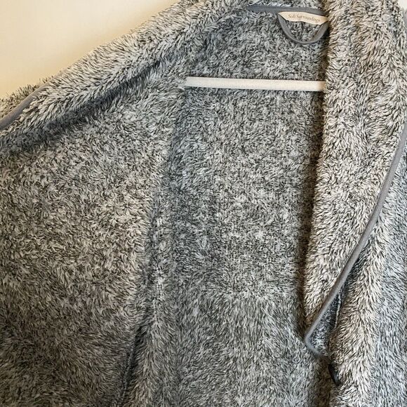 Soft Surroundings Womens Gray Fleece Cardigan Sweater Sz Large One Button Light - Picture 7 of 12